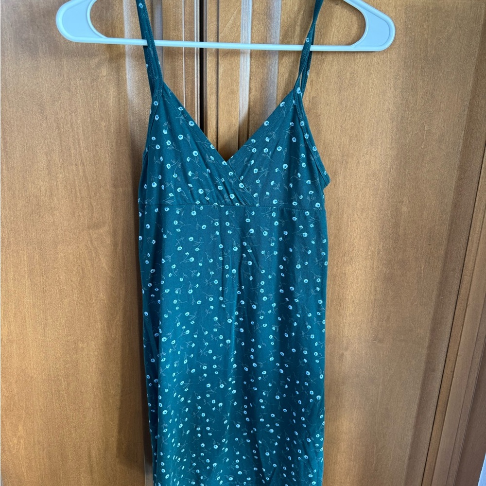 Brandy Melville Dark Green Floral Tank Dress